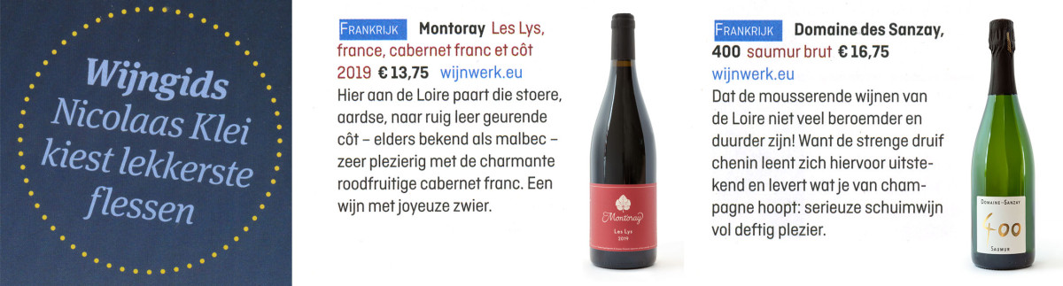 Nicolaas Klei, Elsevier, Beste 60, Bio, Cabernet Franc, Côt, Les Lys, Saumur, Saumur Brut
